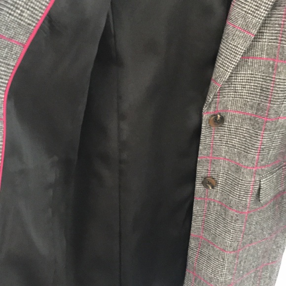 J Crew Glen Plaid Topcoat Wool Black Ivory Plum Size 4 - Picture 11 of 16